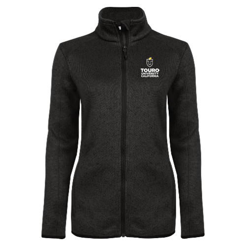  Womens Black Heather Fleece Jacket - Touro University CA Stacked