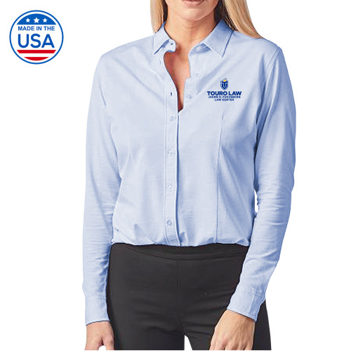  Womens Light Blue Elitech Prestige Knit Long Sleeve Shirt  - Touro University Touro Law Center
