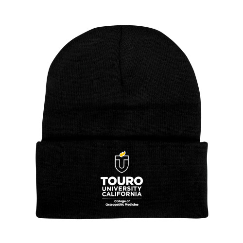  Black Knit Beanie w/Cuff - Touro California College of Osteopathic Medicine Vertical