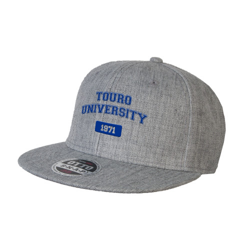  Heather Grey Wool Blend Flat Bill Snapback Hat - Touro University Horizontal