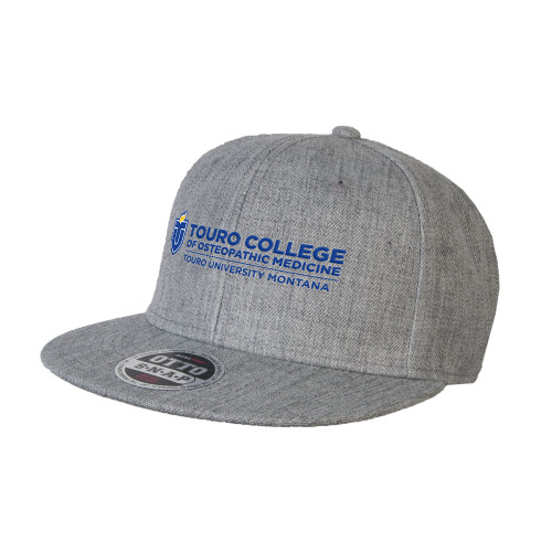  Heather Grey Wool Blend Flat Bill Snapback Hat - Touro College of Osteopathic Medicine Montana