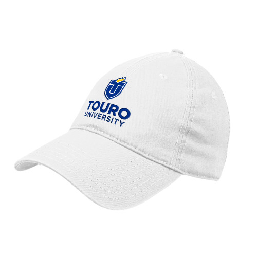  White Unstructured Adjustable Low Profile Hat - Touro University Stacked