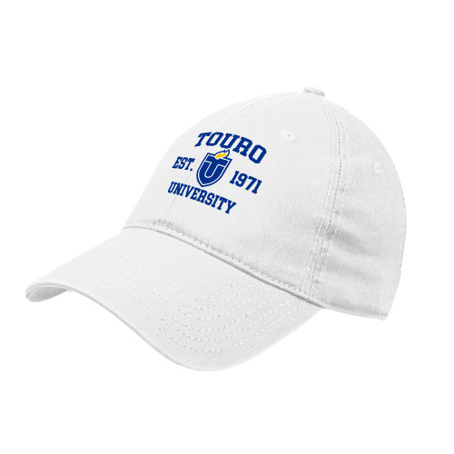  White Unstructured Adjustable Low Profile Hat - Touro EST. 1971