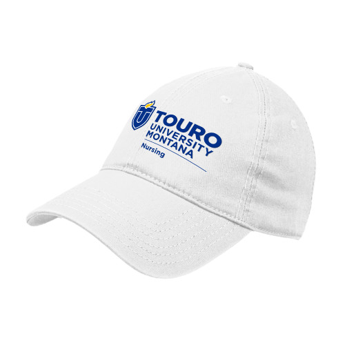  White Unstructured Adjustable Low Profile Hat - Touro Montana Nursing Vertical