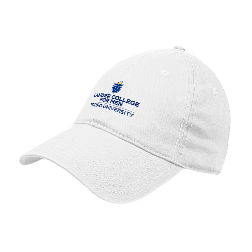  White Unstructured Adjustable Low Profile Hat - Touro University Lander College for Men