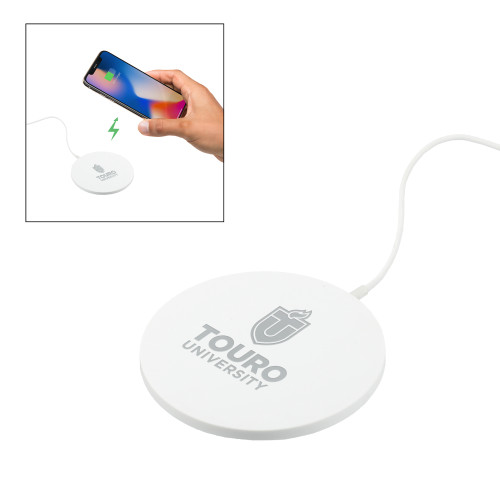  Ultra Thin Wireless White Charging Pad - Touro University Stacked Engraved