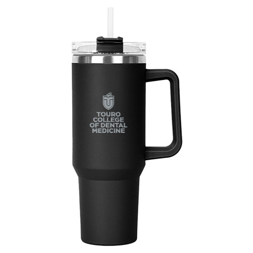  Hippo Black Mug & Straw Lid with Twist Closure 40 oz - College of Dental Medicine - Touro University Reversed Engraved