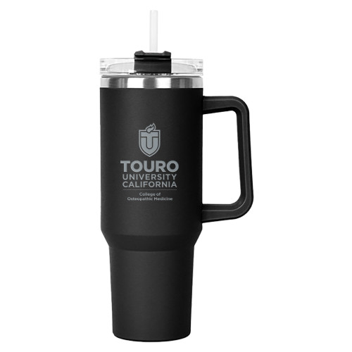  Hippo Black Mug & Straw Lid with Twist Closure 40 oz - Touro California College of Osteopathic Medicine VerticalEngraved
