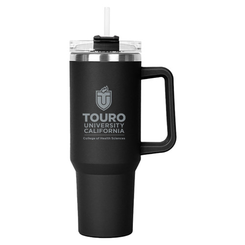  Hippo Black Mug & Straw Lid with Twist Closure 40 oz - Touro California College of Health Sciences VerticalEngraved