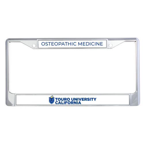  Metal License Plate Frame in Chrome - Touro University CA Flat