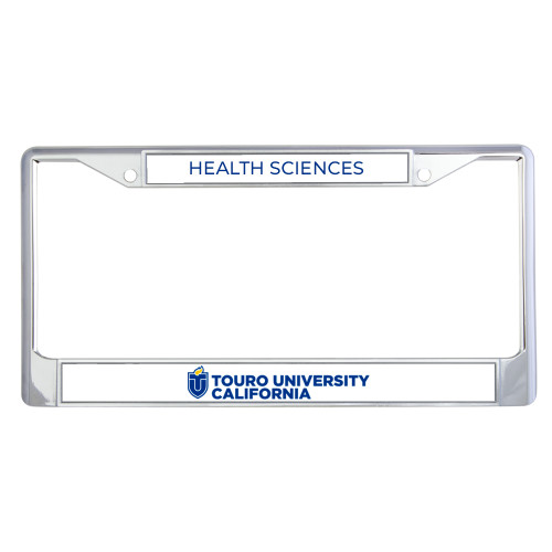  Metal License Plate Frame in Chrome - Touro University CA Flat