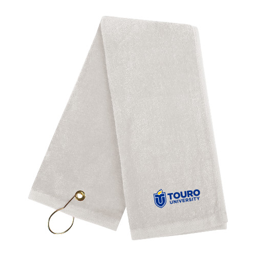  White Golf Towel - Touro University Horizontal