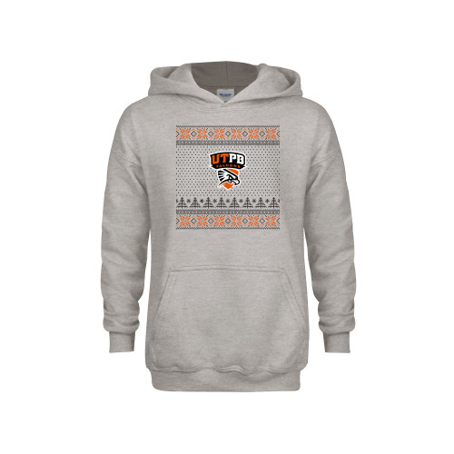  Youth Grey Fleece Hood - UTPB - Ugly Christmas Sweater w Primary Mark