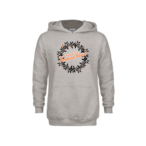  Youth Grey Fleece Hood - UTPB - Christmas Wreath