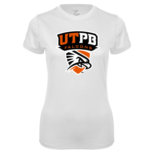  Womens White Performance Tee - Official Logo