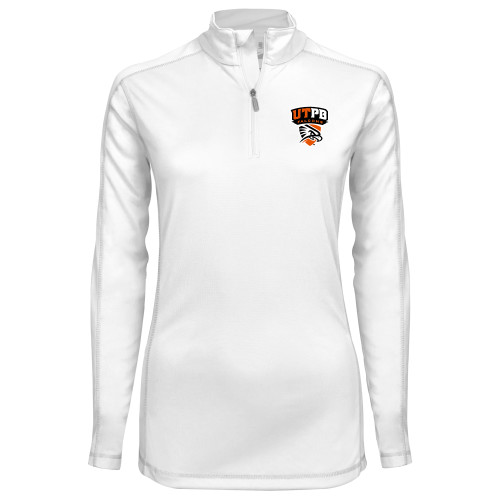  Syntrel Womens White Interlock 1/4 Zip - Official Logo