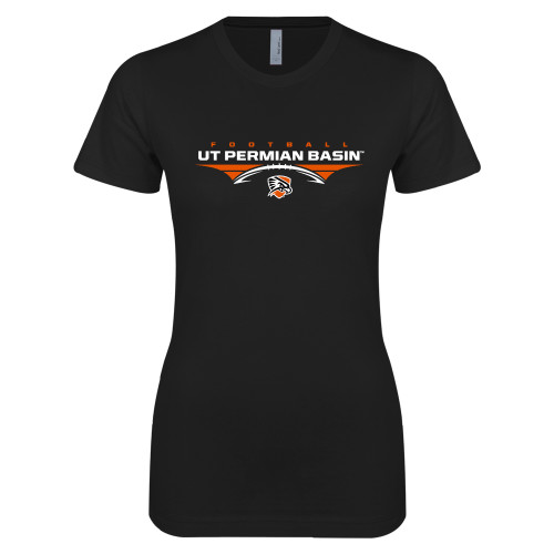  Next Level Womens Black Boyfriend Tee - UT Permian Basin Football Flat w/ Football