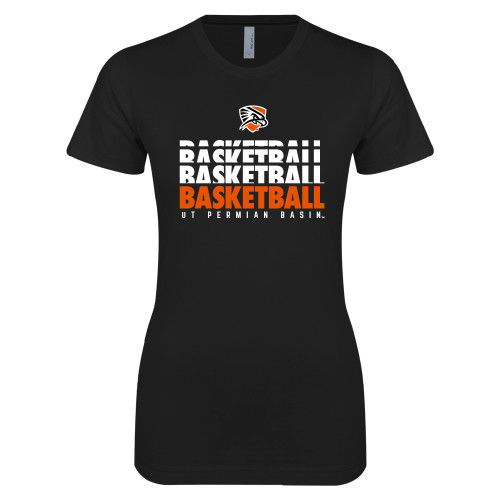  Next Level Womens Black Boyfriend Tee - UT Permian Basin Basketball Repeating