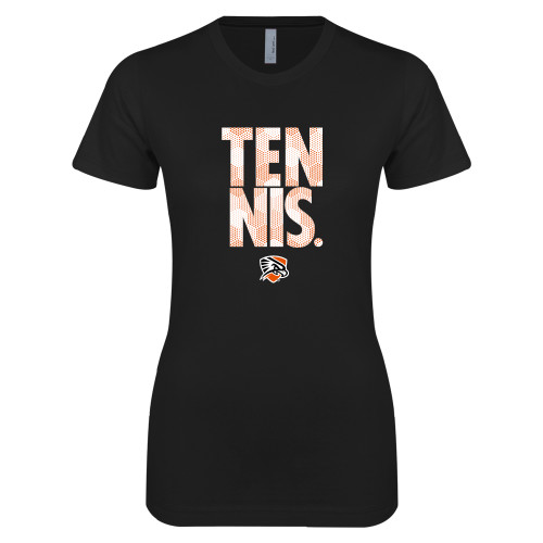  Next Level Womens Black Boyfriend Tee - Tennis Stacked