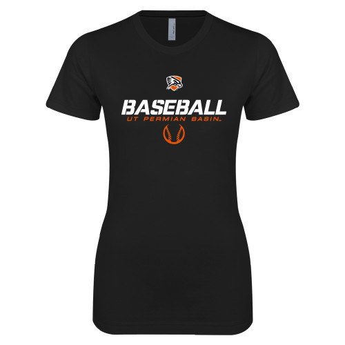  Next Level Womens Black Boyfriend Tee - UT Permian Baseball Stencil w/ Ball
