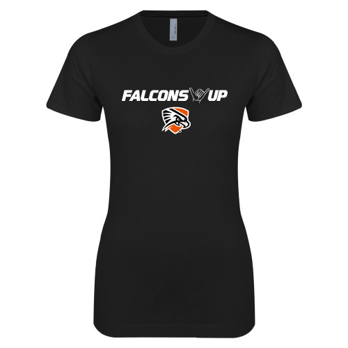  Next Level Womens Black Boyfriend Tee - Falcons Up