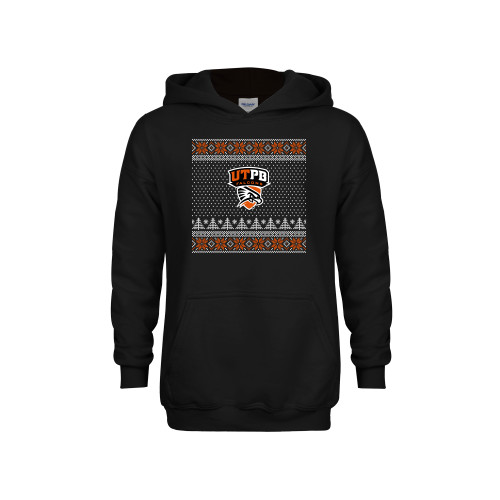  Youth Black Fleece Hoodie - UTEP - Ugly Christmas Sweater w Primary Mark