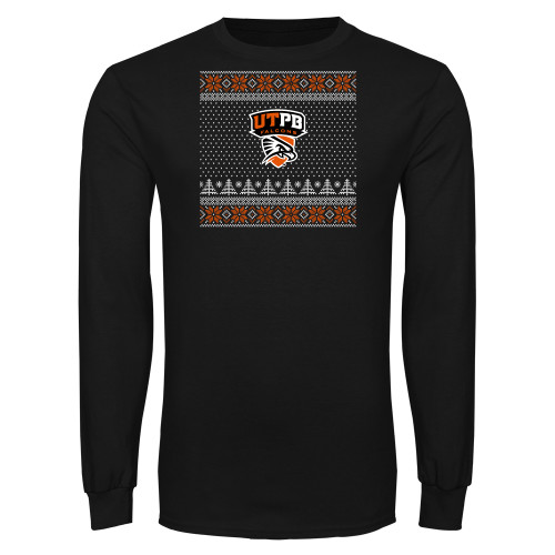  Black Long Sleeve T Shirt - UTEP - Ugly Christmas Sweater w Primary Mark