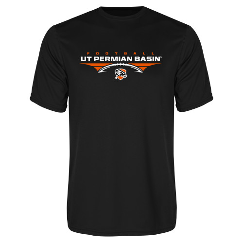  Black Performance Tee - UT Permian Basin Football Flat w/ Football