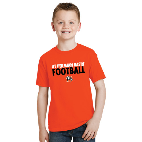  Youth Orange T Shirt - UT Permian Basin Football Stacked
