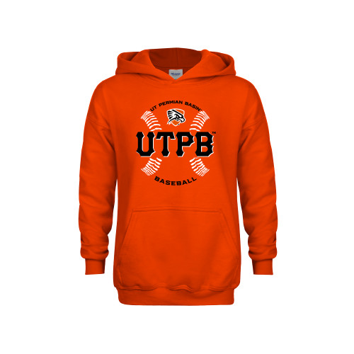  Youth Orange Fleece Hoodie - UTPB Baseball w/ Seams