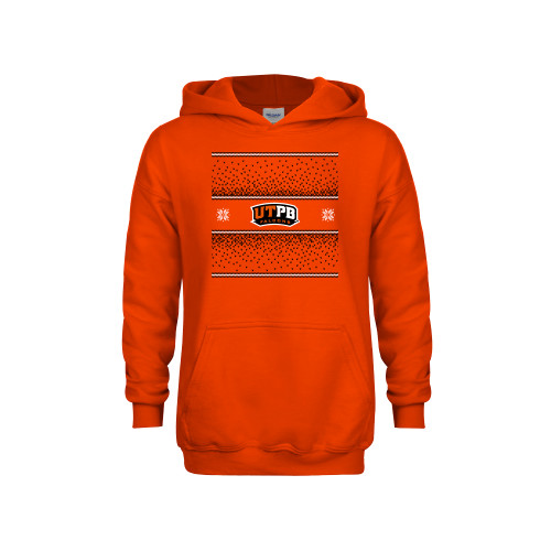  Youth Orange Fleece Hoodie - UTPB - Ugly Christmas Sweater w Wordmark