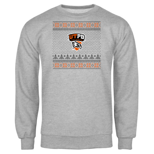  Grey Fleece Crew - UTPB - Ugly Christmas Sweater w Primary Mark