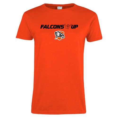  Womens Orange Short Sleeve Tee - Falcons Up