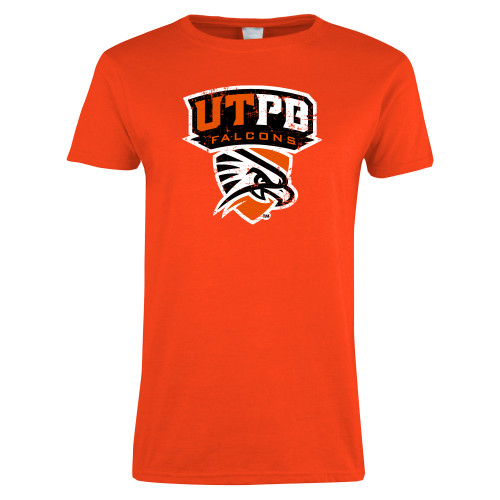 Womens Orange Short Sleeve Tee - Official Logo Distressed