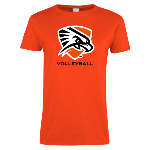  Womens Orange Short Sleeve Tee - Volleyball