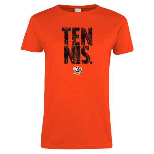  Womens Orange Short Sleeve Tee - Tennis Stacked