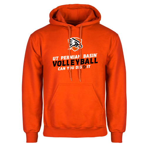  Orange Fleece Hoodie - Volleyball Can You Dig It