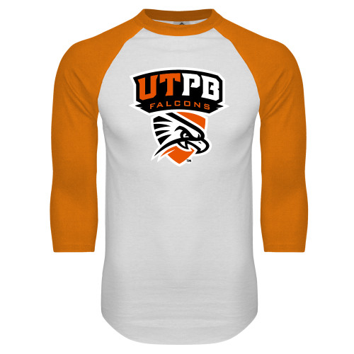  White/Orange Raglan Baseball T Shirt - Official Logo