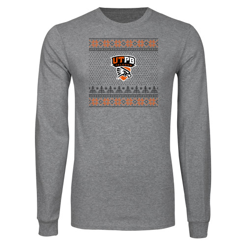  Grey Long Sleeve T Shirt - UTPB - Ugly Christmas Sweater w Primary Mark