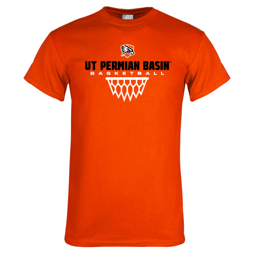  Orange T Shirt - UT Permian Basin Basketball w/Net Icon