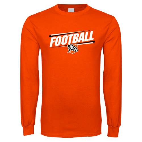  Orange Long Sleeve T-Shirt - Football Slanted w/Falcon Shield