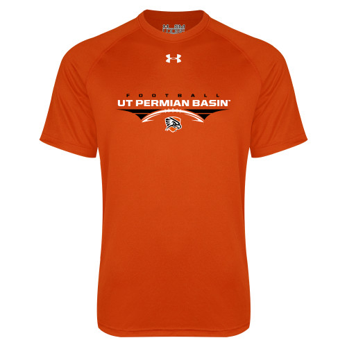 Under Armour Orange Tech Tee - UT Permian Basin Football Flat w/ Football