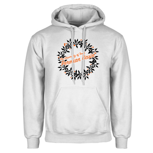  White Fleece Hoodie - UTPB - Christmas Wreath