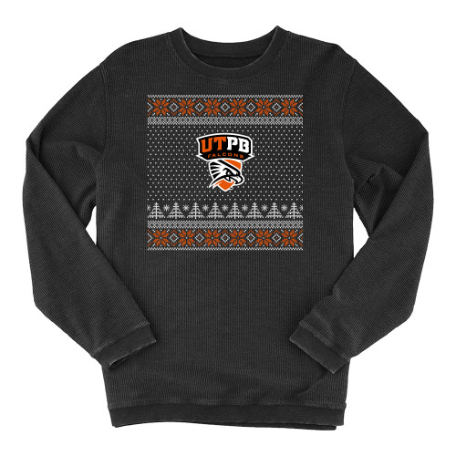  Boxercraft Womens Black Corded Crew - UTEP - Ugly Christmas Sweater w Primary Mark
