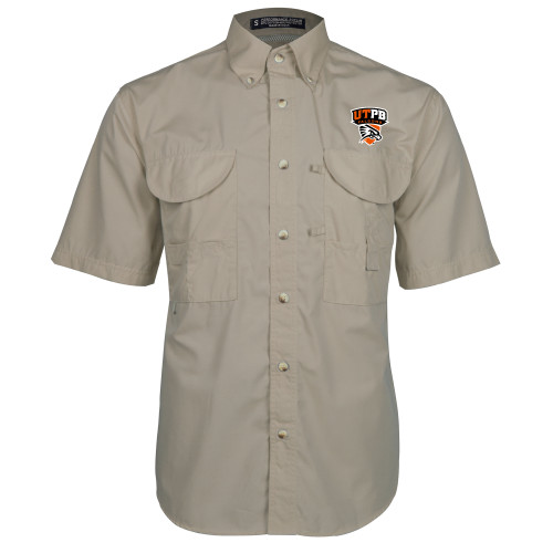  Khaki Fishing Shirt Performance Short Sleeve - Official Logo