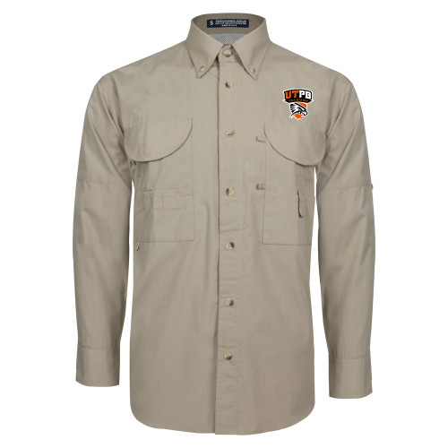  Khaki Fishing Shirt Performance Long Sleeve - Official Logo