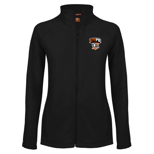  Womens Black Fleece Full Zip Jacket - Official Logo