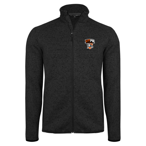  Black Heather  Sweater Fleece Jacket - Official Logo