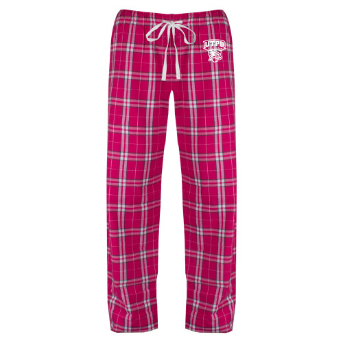  Womens Dark Fuchsia/White Flannel Pajama Pant - Official Logo