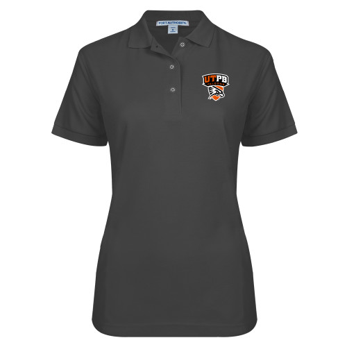  Womens Silk Touch Charcoal Pique Polo - Official Logo